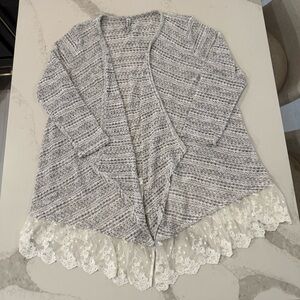 American Rag Cie Open Front Crochet Lace Trim Knit Cardigan Sweater Women’s 2X